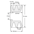 Hihnapyörä 17x75,1 mm, 2 urassa