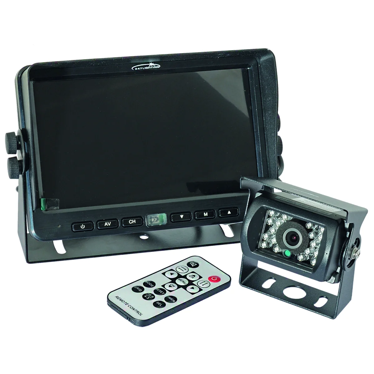 Takakamera setti 7", 12/24V Äänellä