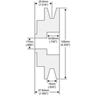 Hihnapyörä 17x108 - 16mm hihna