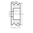 Hihnapyörä 2V, 17x76 9.5 mm rem