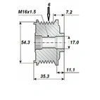 Vapautuspyörän hihna 17x54,6x35,1, 6-vaihteinen