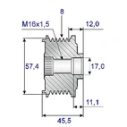 Avauspyörän hihna 17x57, 8 hampaata