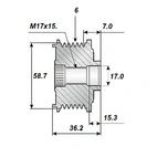 Vapaa-ajon hihna 17x59, 6 ratasta