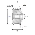 Virtalukon hihna 17x53,3x40, 6 pyör.
