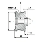 Avausremmi 17x50, 8 hammasrengasta