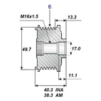 Vapautuspyöränhihna 17x54x40,3, 6-vaihteinen
