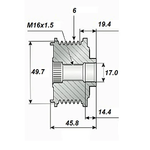 Vapautuspyörä 17x50/55x45, 6-vaihteinen
