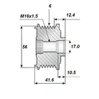 Vapautushihna 17x61x41,5, 6-vaihteinen