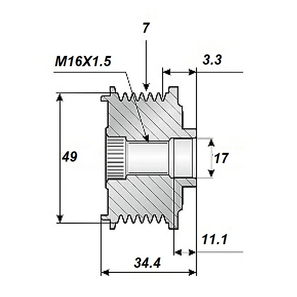 Vapautuskehä 17x49, 7 urassa