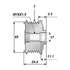Vapautuskehä 17x49, 7 urassa