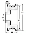 Hihnapyörä 17x63 mm, 8 ura