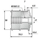 Vapautuspyörän hihna 17x59x75, 7 ratasta