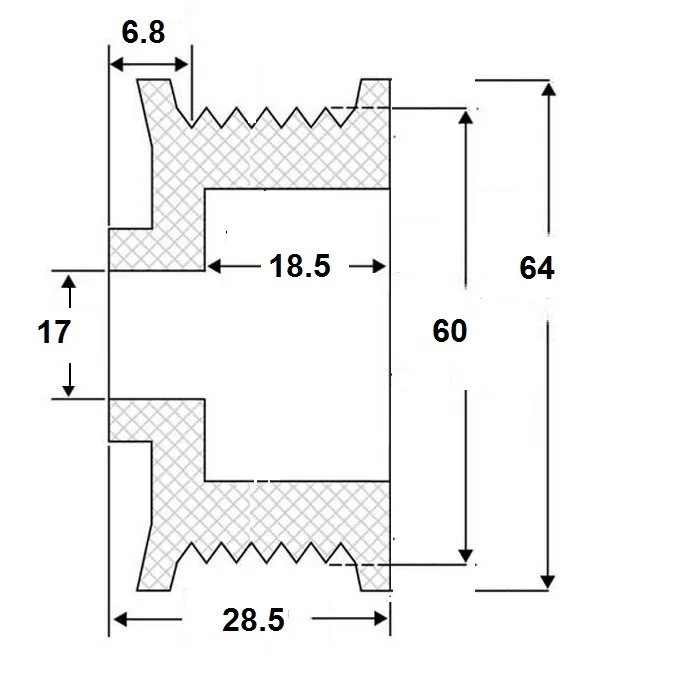 Hihnapyörä 17x60x29, Hit.