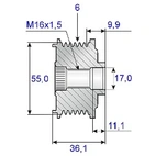 Vapautushihna 17x59x36,1, 6-vaihteet