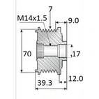 Irrotuspyörän hihna 17x75x40, 7 vipu