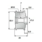 Vapautuspyörän hihna 17x59x35, 7-vaihteinen