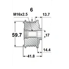 Vapautuspyörän hihna 17x64x59,67, 6-vaihteinen
